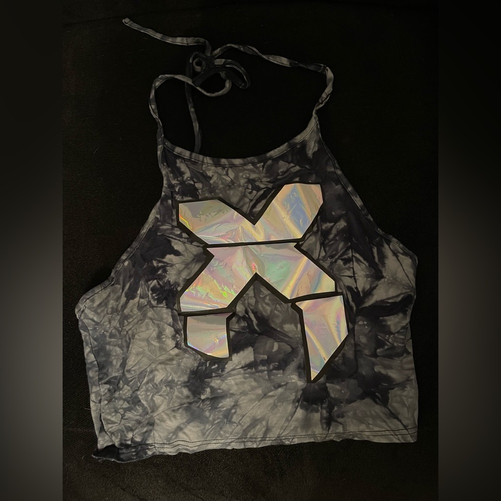 EXCISION tie dye halter crop top